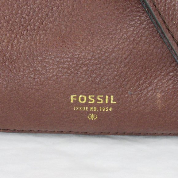 Fossil Brown Pebbled Leather PRESTON Expandable Crossbody Bag Purse - Picture 2 of 12